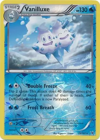 Vanilluxe Reverse Holo Pokemon card from Noble Victories