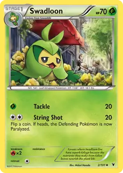Swadloon Pokemon card from Noble Victories