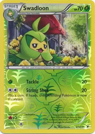 Swadloon Reverse Holo Pokemon card from Noble Victories