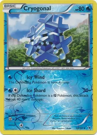 Cryogonal Reverse Holo Pokemon card from Noble Victories