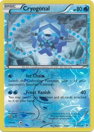 Cryogonal Reverse Holo Pokemon card from Noble Victories