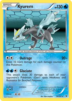 Kyurem Holo Pokemon card from Noble Victories