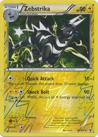 Zebstrika Reverse Holo Pokemon card from Noble Victories
