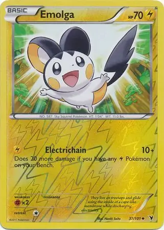 Emolga Reverse Holo Pokemon card from Noble Victories