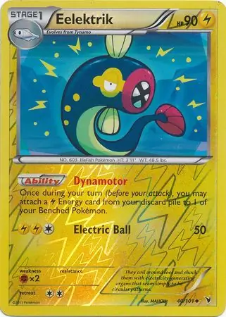 Eelektrik Reverse Holo Pokemon card from Noble Victories