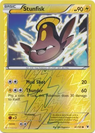 Stunfisk Reverse Holo Pokemon card from Noble Victories