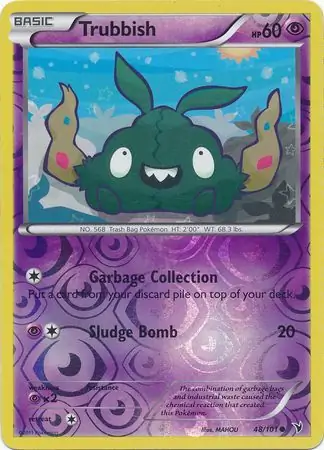 Trubbish Reverse Holo Pokemon card from Noble Victories