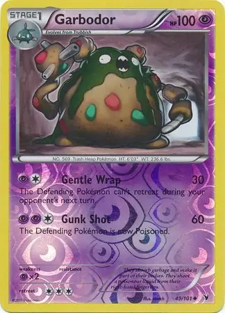 Garbodor Reverse Holo Pokemon card from Noble Victories