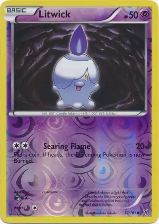Litwick Reverse Holo Pokemon card from Noble Victories