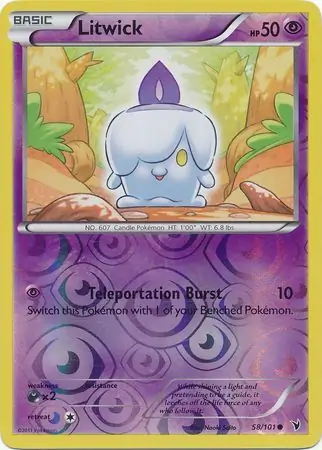 Litwick Reverse Holo Pokemon card from Noble Victories