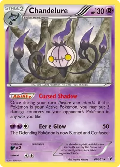 Chandelure Pokemon card from Noble Victories