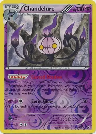 Chandelure Reverse Holo Pokemon card from Noble Victories