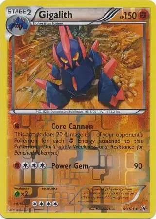 Gigalith Reverse Holo Pokemon card from Noble Victories