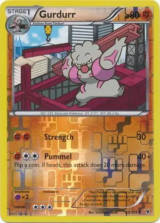 Gurdurr Reverse Holo Pokemon card from Noble Victories