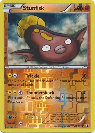 Stunfisk Reverse Holo Pokemon card from Noble Victories