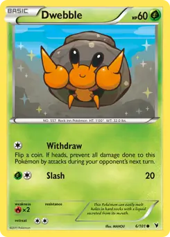 Dwebble Pokemon card from Noble Victories