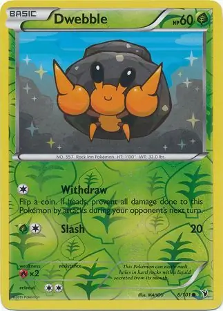 Dwebble Reverse Holo Pokemon card from Noble Victories