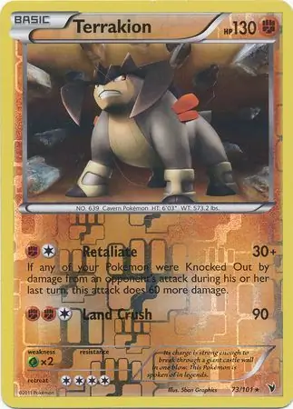 Terrakion Reverse Holo Pokemon card from Noble Victories