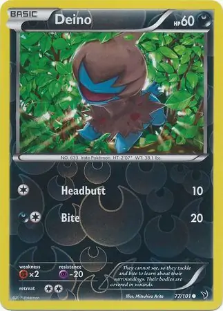 Deino Reverse Holo Pokemon card from Noble Victories