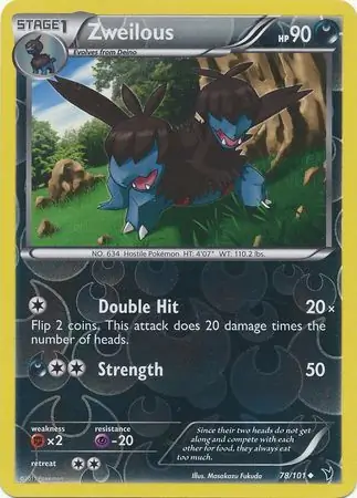 Zweilous Reverse Holo Pokemon card from Noble Victories