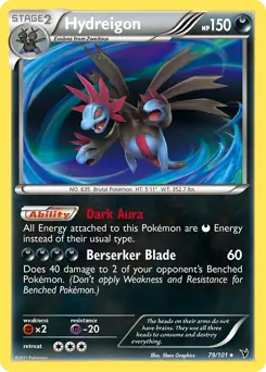 Hydreigon Holo Pokemon card from Noble Victories