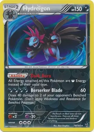 Hydreigon Reverse Holo Pokemon card from Noble Victories