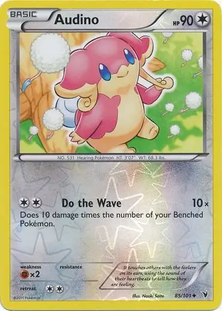 Audino Reverse Holo Pokemon card from Noble Victories