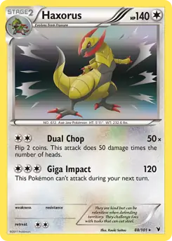 Haxorus Holo Pokemon card from Noble Victories