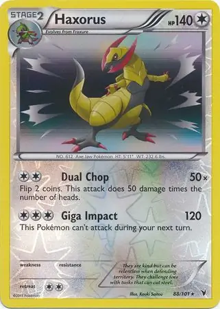 Haxorus Reverse Holo Pokemon card from Noble Victories