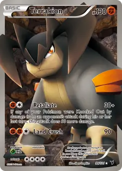 Full Art Terrakion Pokemon card from Noble Victories
