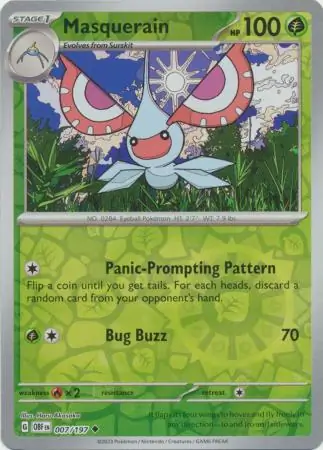 Masquerain Reverse Holo Pokemon card from Obsidian Flames