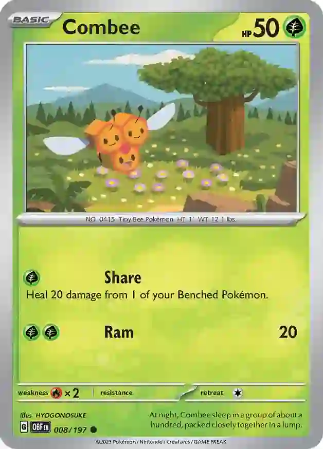 Combee Pokemon card from Obsidian Flames