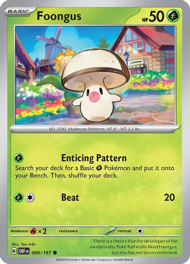 Foongus Pokemon card from Obsidian Flames