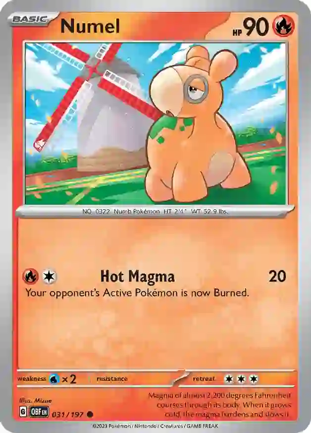 Numel Pokemon card from Obsidian Flames