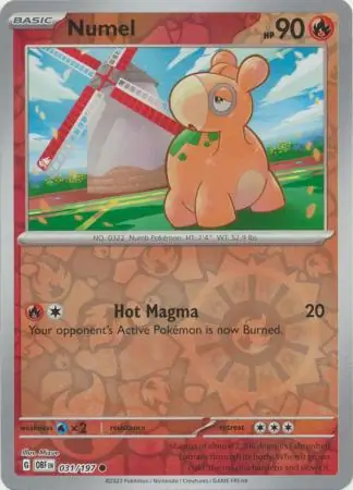 Numel Reverse Holo Pokemon card from Obsidian Flames