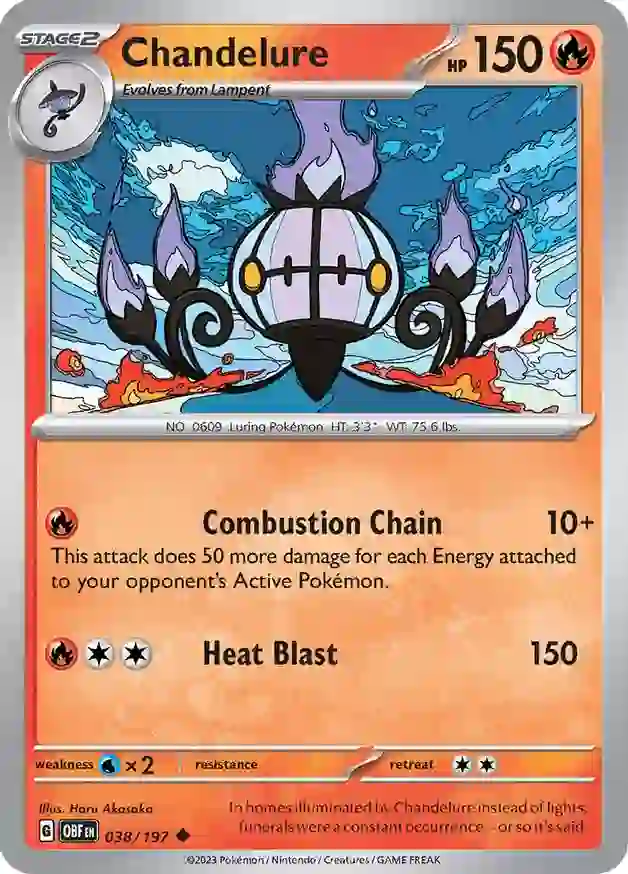 Chandelure Pokemon card from Obsidian Flames