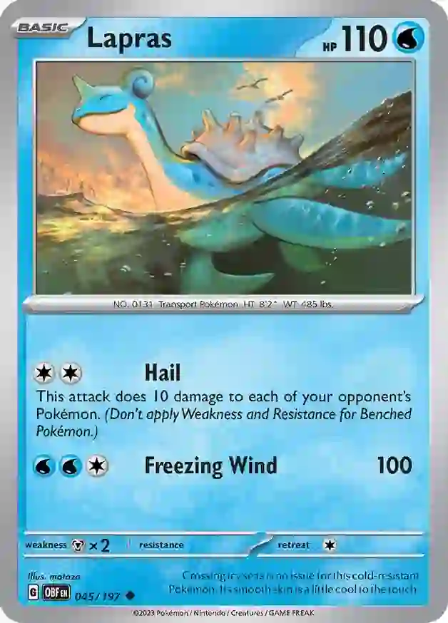 Lapras Pokemon card from Obsidian Flames
