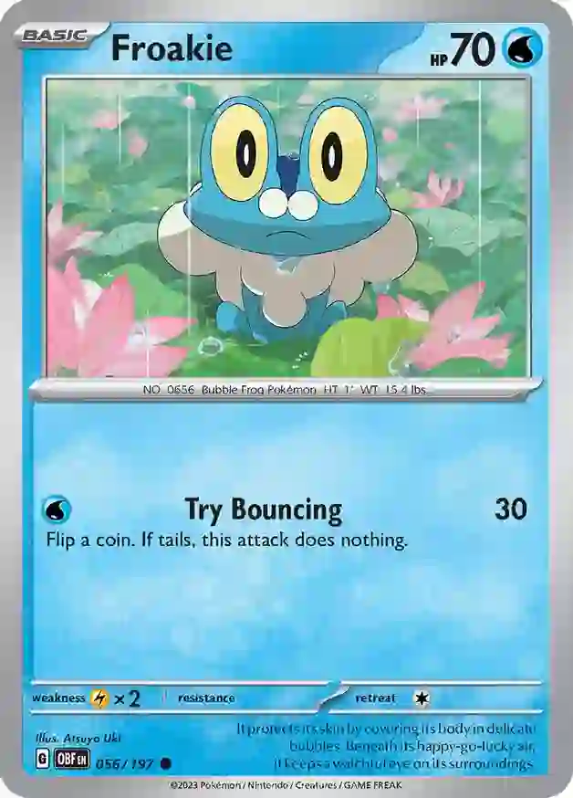 Froakie Pokemon card from Obsidian Flames
