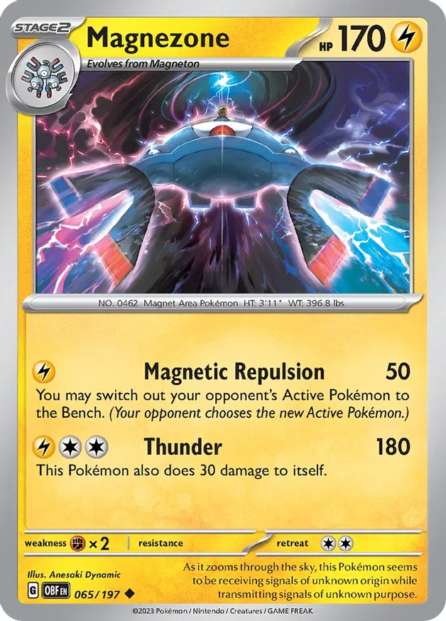 Magnezone Pokemon card from Obsidian Flames