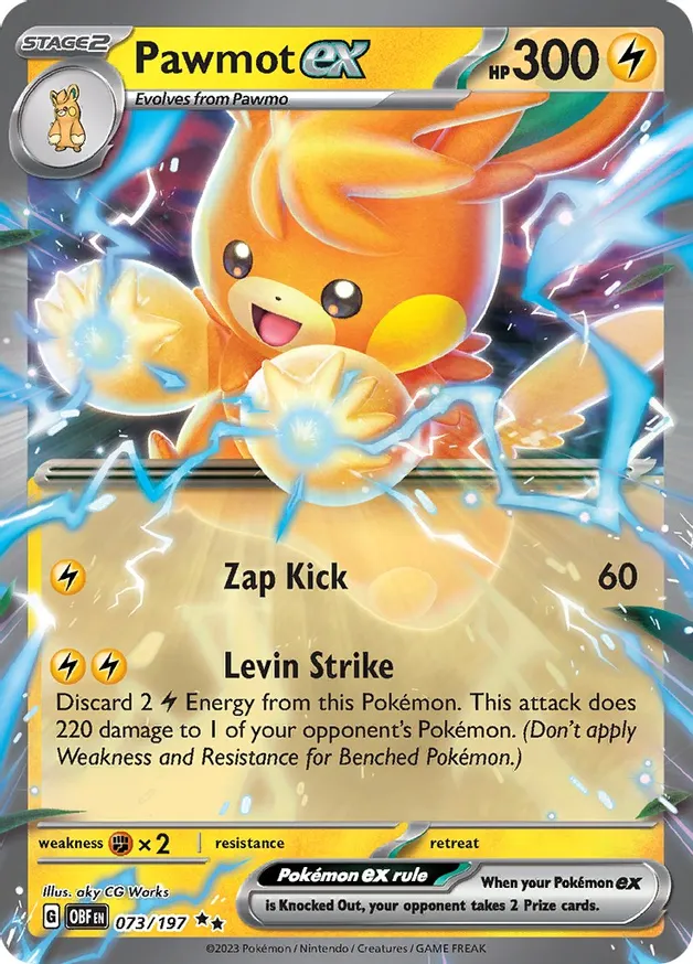 Pawmot ex Pokemon card from Obsidian Flames
