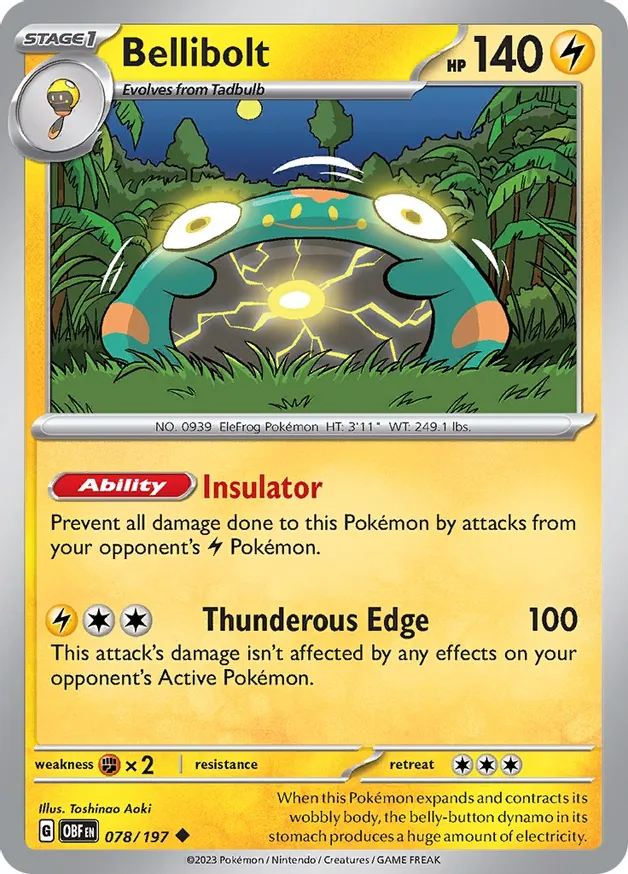 Bellibolt Pokemon card from Obsidian Flames