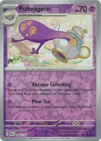 Polteageist Reverse Holo Pokemon card from Obsidian Flames