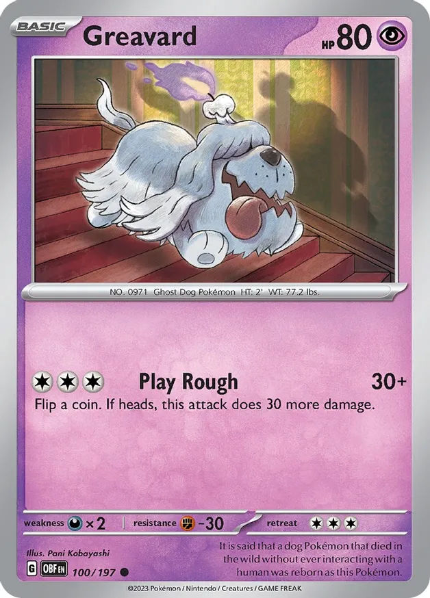 Greavard Pokemon card from Obsidian Flames