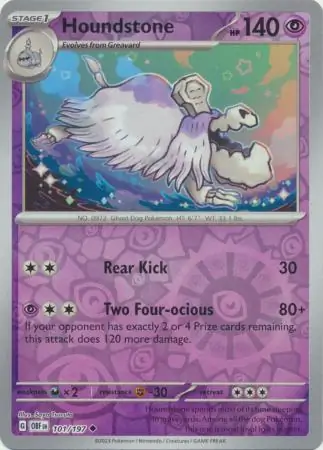 Houndstone Reverse Holo Pokemon card from Obsidian Flames