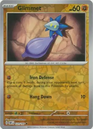 Glimmet Reverse Holo Pokemon card from Obsidian Flames