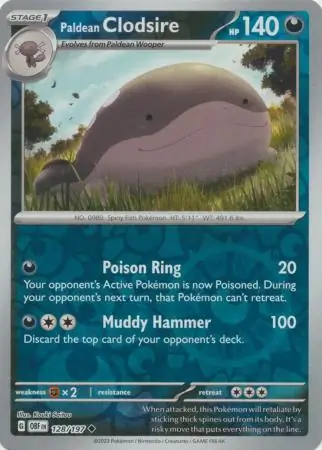 Paldean Clodsire Reverse Holo Pokemon card from Obsidian Flames