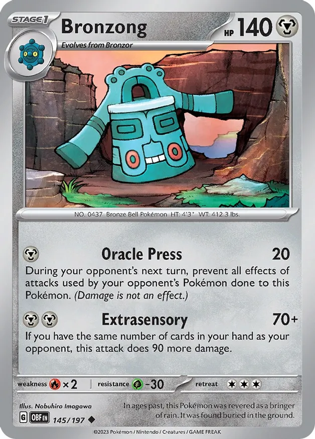 Bronzong Pokemon card from Obsidian Flames