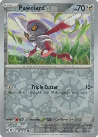 Pawniard Reverse Holo Pokemon card from Obsidian Flames