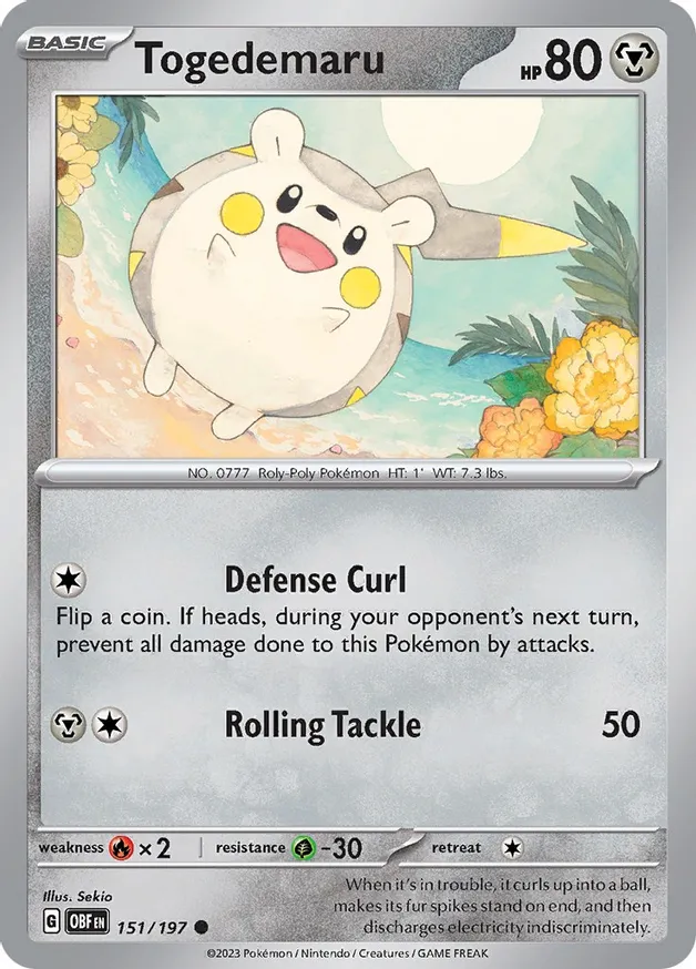 Togedemaru Pokemon card from Obsidian Flames