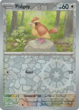 Pidgey Reverse Holo Pokemon card from Obsidian Flames